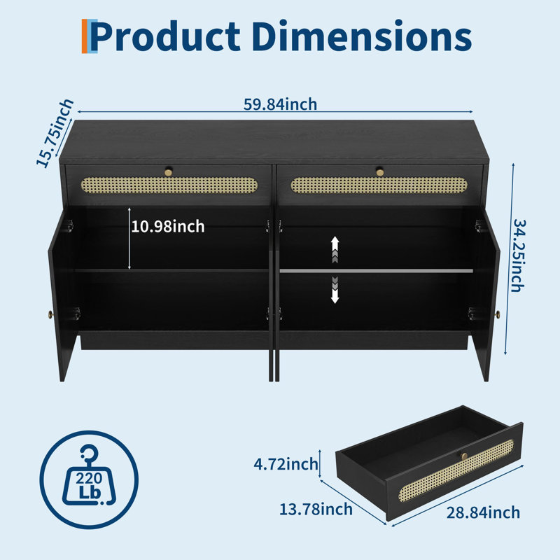 40cm Sideboard, Black/Natural