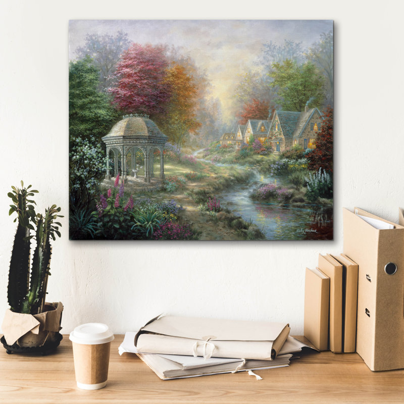  «Gazebo Village» par Nicky Boehme, art mural sur toile, 24 po x 20 po