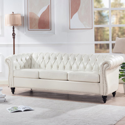 84" Rolled Arm Chesterfield 3 Seater Sofa