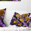 Petites fleurs mauves et feuilles jaunes - Coussin décoratif à imprimé floral