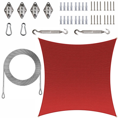 Colourtree Square Shade Sail With Hardware kit and Ropes