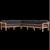 Haven 6-Piece Teak Outdoor Sectional with Sunbrella Cushions and Wooden Armrest