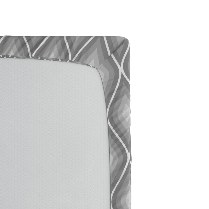 Gray Geometric Microfiber Queen Fitted Sheet