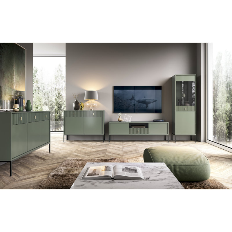 MAGGIORE 54cm W Bedside Table, Green/Black