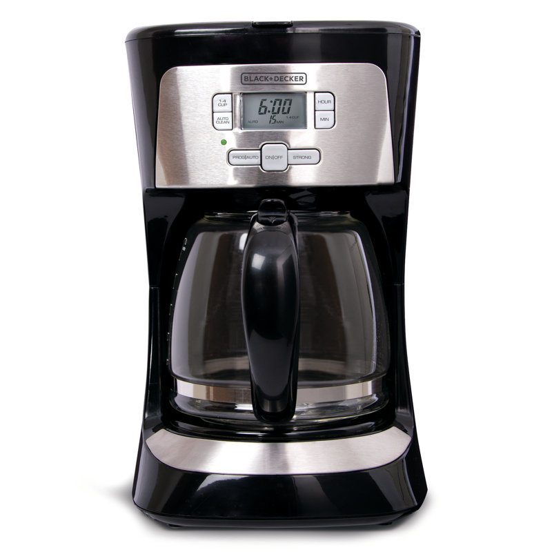 BLACK+DECKER 12-Cup Programmable Drip Coffee Maker with QuickTouch Controls, Sneak-A-Cup, Auto Clean, Black