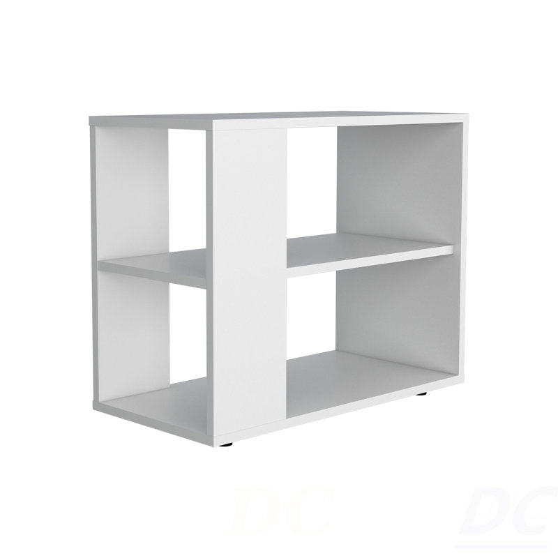 Rio Verde Side Table In Melamine With Open Storage, White, Table, White