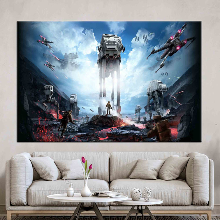 Star Wars Walker Abstract Art For Kids Featured On Modern Canvas Perfect For Boy Room Wall Decor Showcasing Imperial Walker Artwork