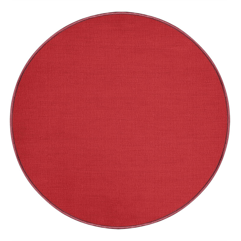 Machine Washable Solid Red Area Rug, Round 5'