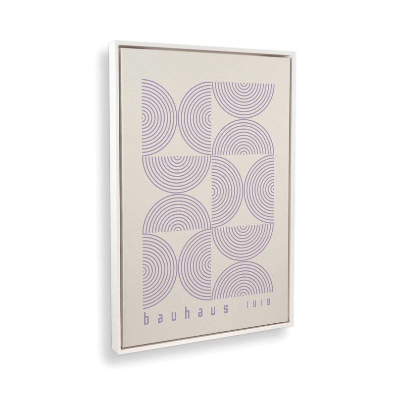 Affiche de composition Bauhaus, Cadre flottant blanc opaque, Beige / Mauve, H 36,75 po x l 24,75 po