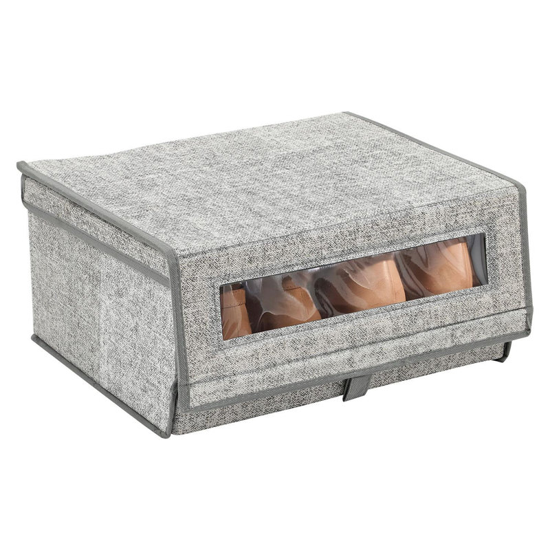 2 Pair Stackable Shoe Storage Box, Grey