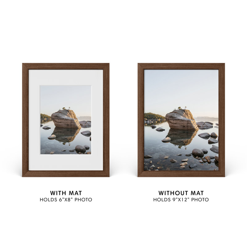Cadre photo en bois massif avec verre, Noyer, L 9 po x H 12 po