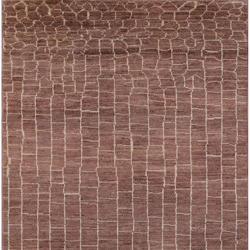 Tapis brun à motif abstrait Bayer, Carré 7 pi