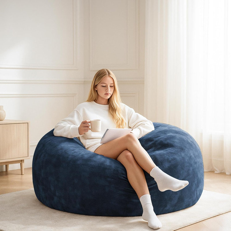  Fauteuil à billes 4FT pour adultes, sacs à billes en fausse fourrure pour adultes, sacs à billes géants en mousse à mémoire de forme convient à toutes les pièces, soirées cinéma, lecture