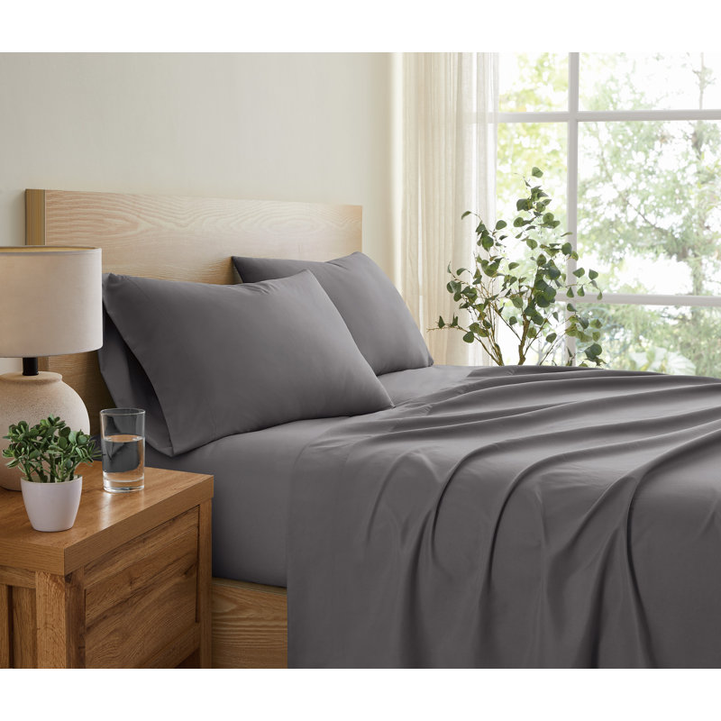 Everyday Microfiber Sheet Set, Dark Gray, Twin XL Sheet Set with 4 Pillowcases