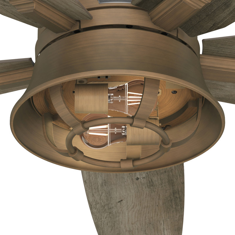 52" Hampshire 5 - Blade Ceiling Fan With LED Light Kit And Handheld Remote, Weathered Copper