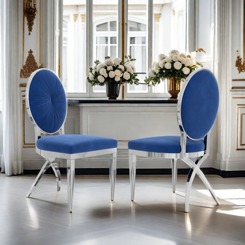 Chaise Samos, Bleu, Argent