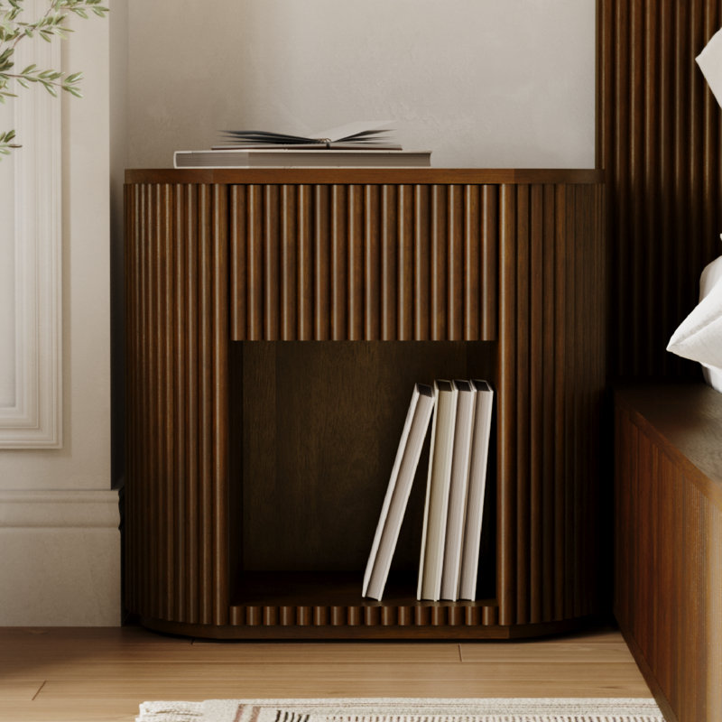 Ellison Fluted Solid Wood Nightstand, Fully Assembled