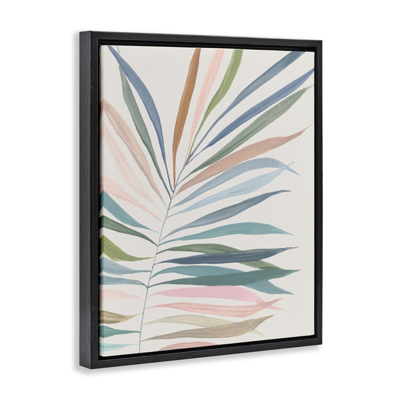 Cadre flottant Tropical Harmony Palms, design par Hannah Dawson, Cadre flottant noir de jais, H 21 po x l 17 po