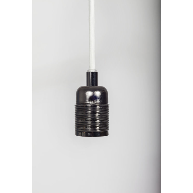 Luminaire suspendu E27 noir / câble blanc, Chrome noir / noir