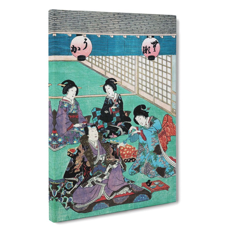 Teahouse by Utagawa Kunisada - Wrapped Canvas, 50cm H x 35cm W x 3cm D