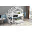 Lit superposé simple au dessus d'une chambre double avec escalier de rangement et tableau noir-1212968580