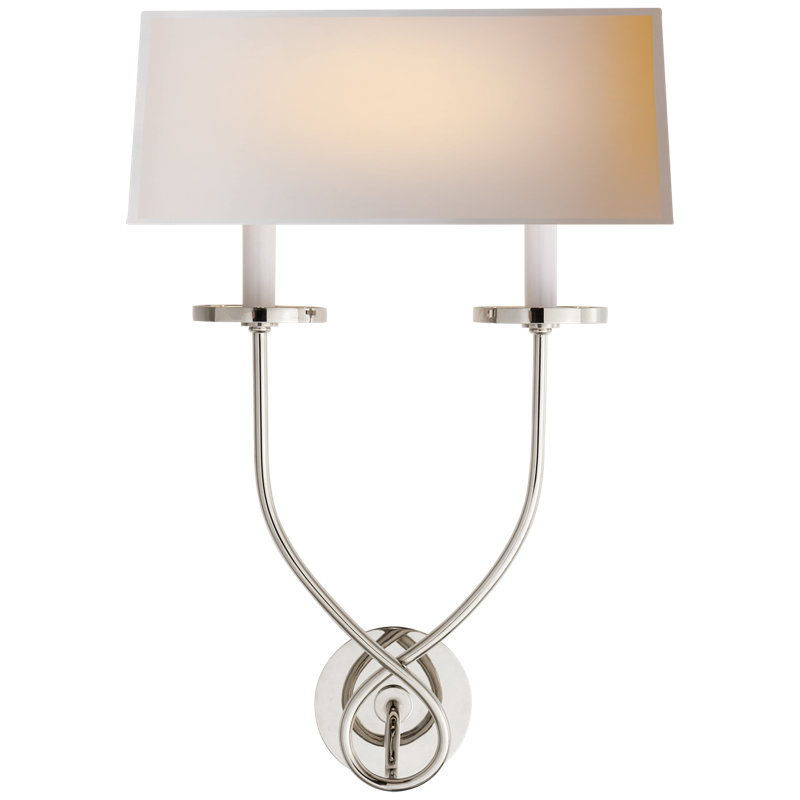 Chapman & Myers Symmetric Twist Double Sconce, Polished Nickel, Fabric