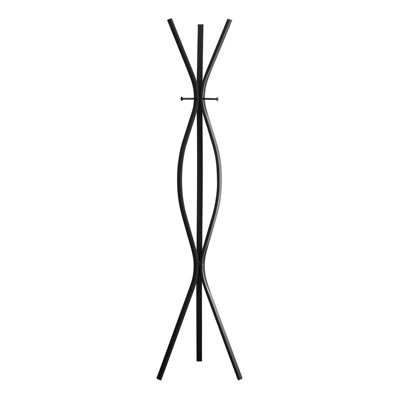 Contemporary Free Standing Coat Rack With 3 Hooks, Sturdy Metal Design For Entryways And Bedrooms, 72 Inches Tall