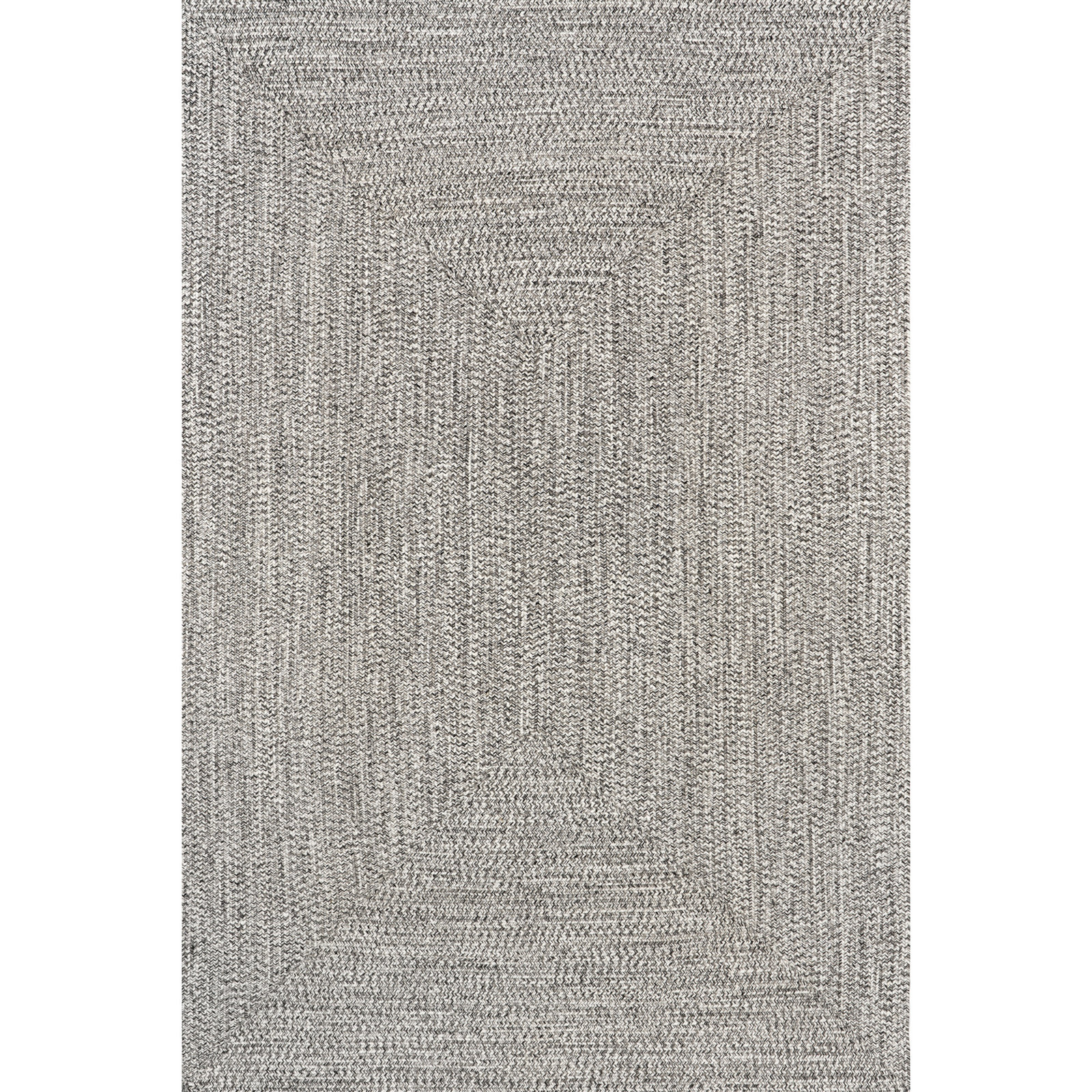 Edie Gray White Hand-Braided Outdoor Shag Rug, Rectangle 2' x 3', Gray Silver