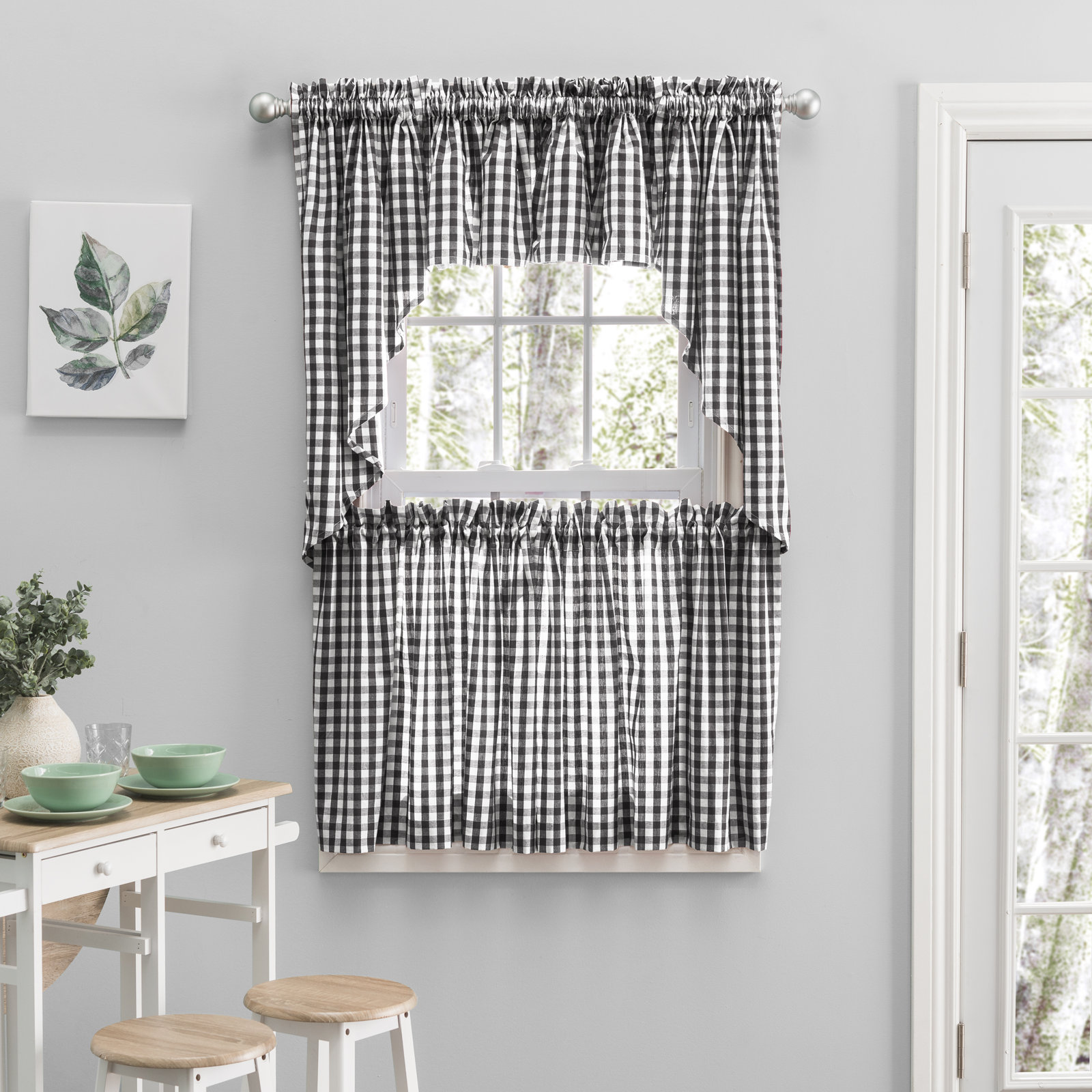Alula Cotton Swag Window Valance, Black, 70" W x 13" L