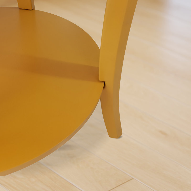Perth Round Wood End Table with Open Storage Shelf, Yellow