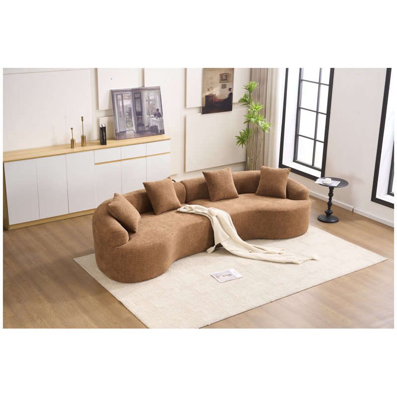 Canapé modulaire incurvé 110 po Chenille, Brun