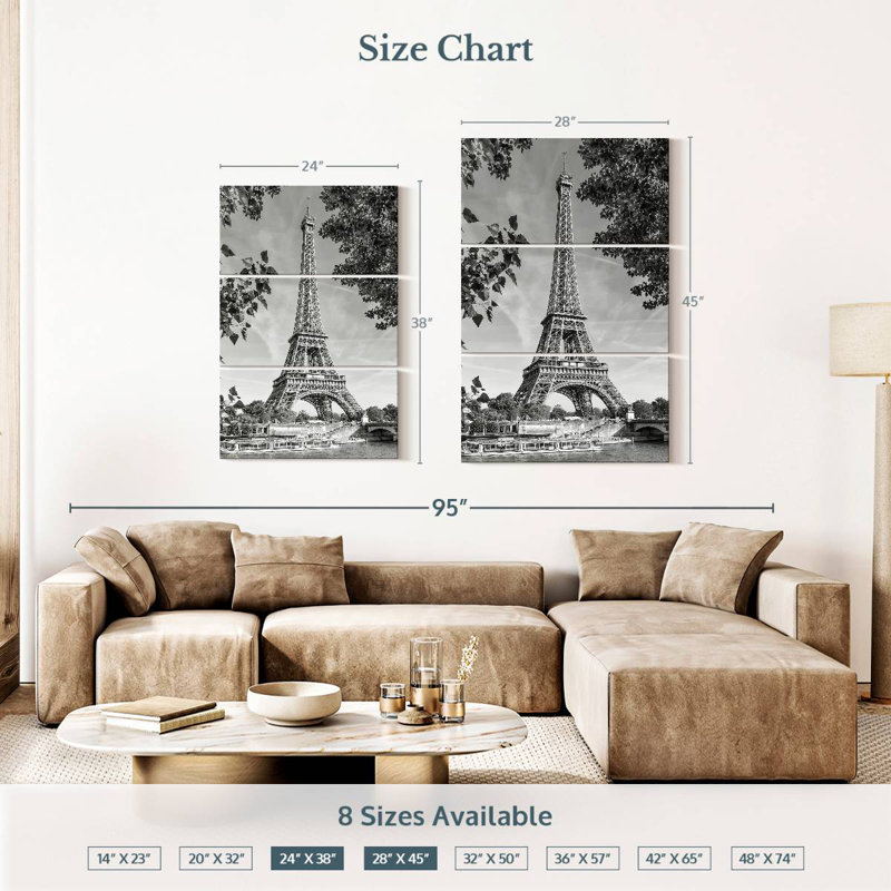 Lilie Eiffel Tower And River Seine, 38" H x 24" W