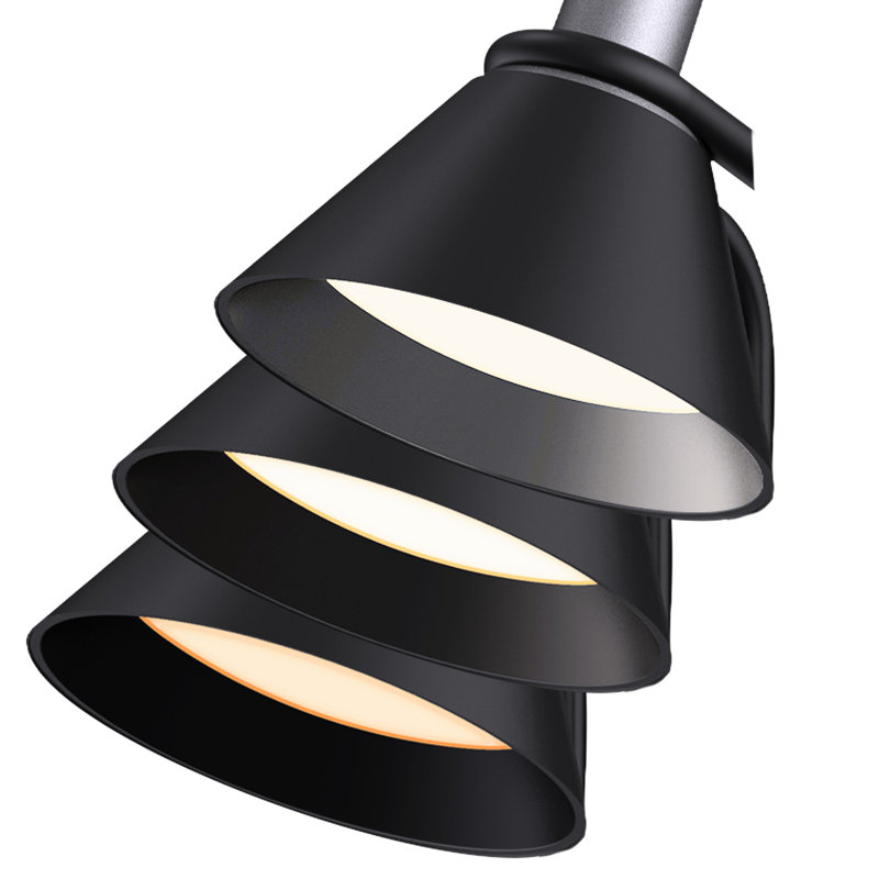 Lampe de bureau à DEL Mathena avec station de charge sans fil, lumière de travail à intensité variable à commande tactile, rangement de bureau, noir mat