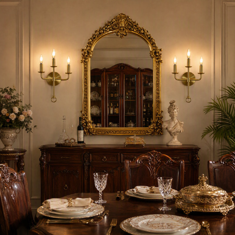 3-Light Antique Brass Candle Wall Sconce