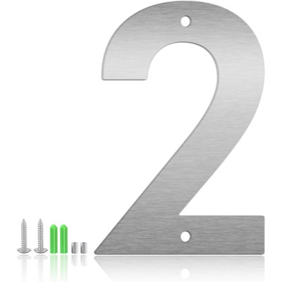 3 "4" 5 "6" 8 "10" Numéros de maison flottants et lettres en métal pour les enseignes extérieures, numéros d'adresse argent moderne 304 en acier inoxydable pour la maison, appartement et décor de jardin (5 "2)