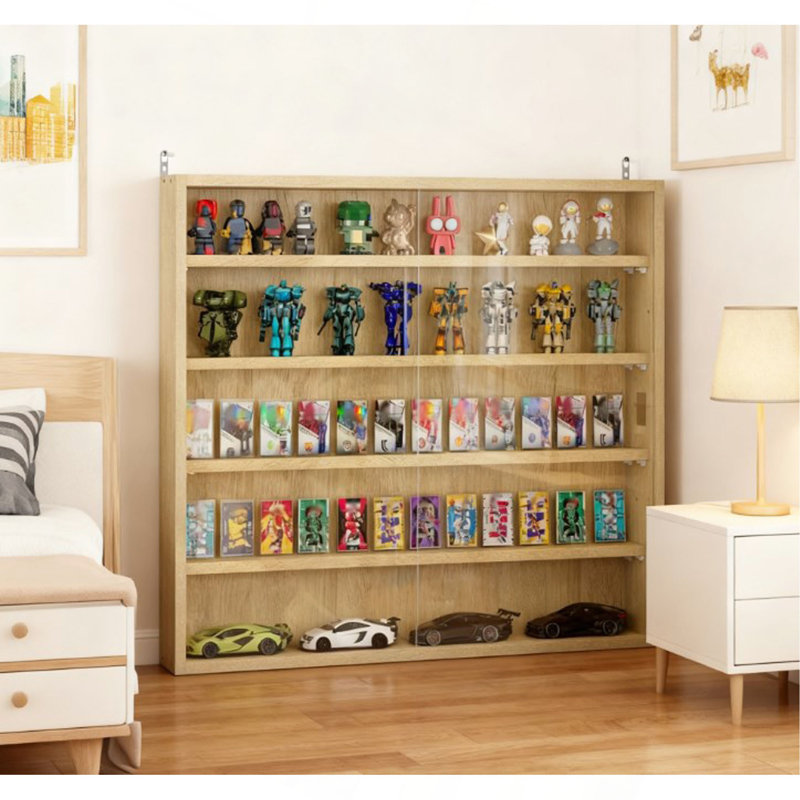 Vitrine pour objets de collection, porte transparente pour vitrine et tablettes réglables