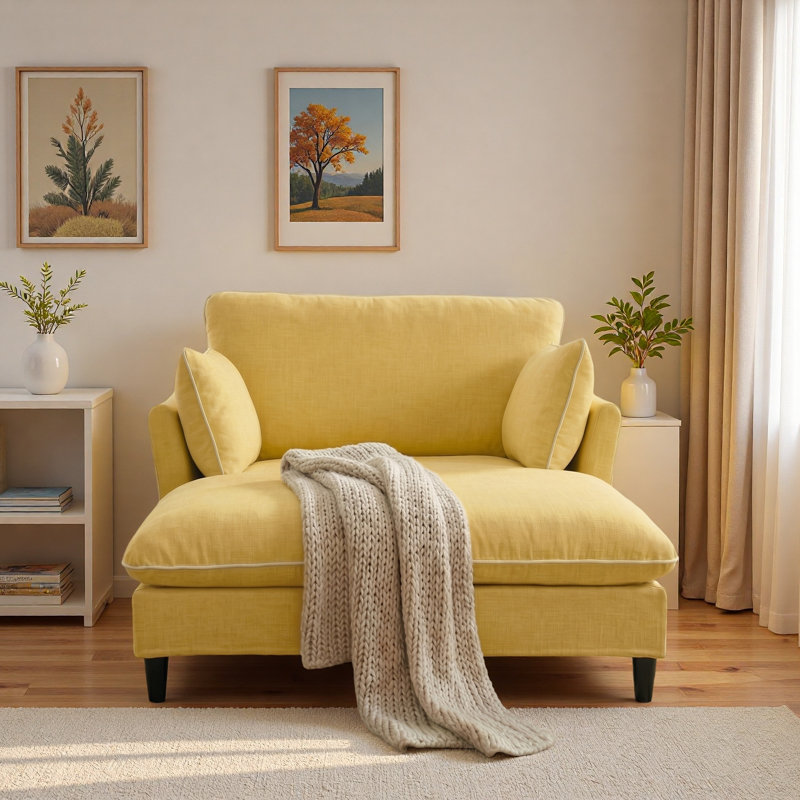 Chaise longue moderne avec coussins, Jaune