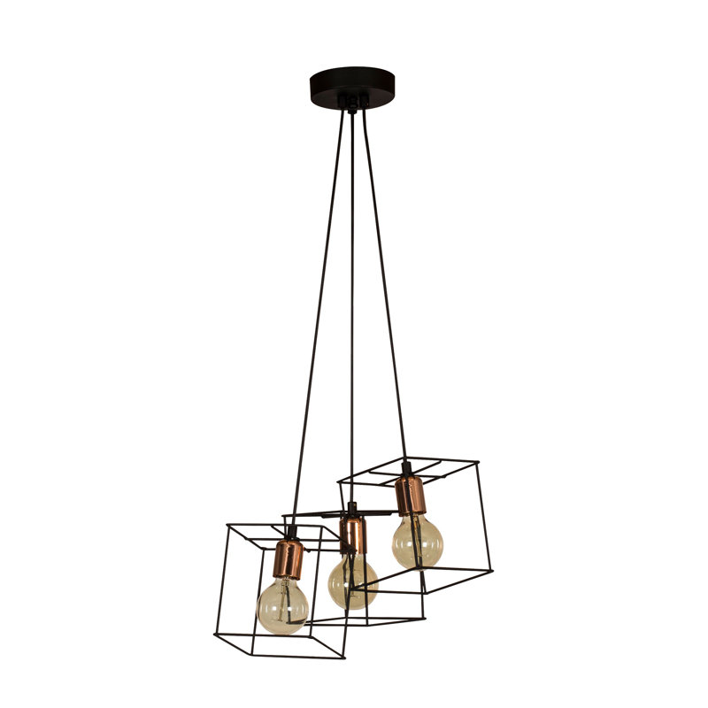 Luminaire suspendu rectangulaire à 3 lumières Akram