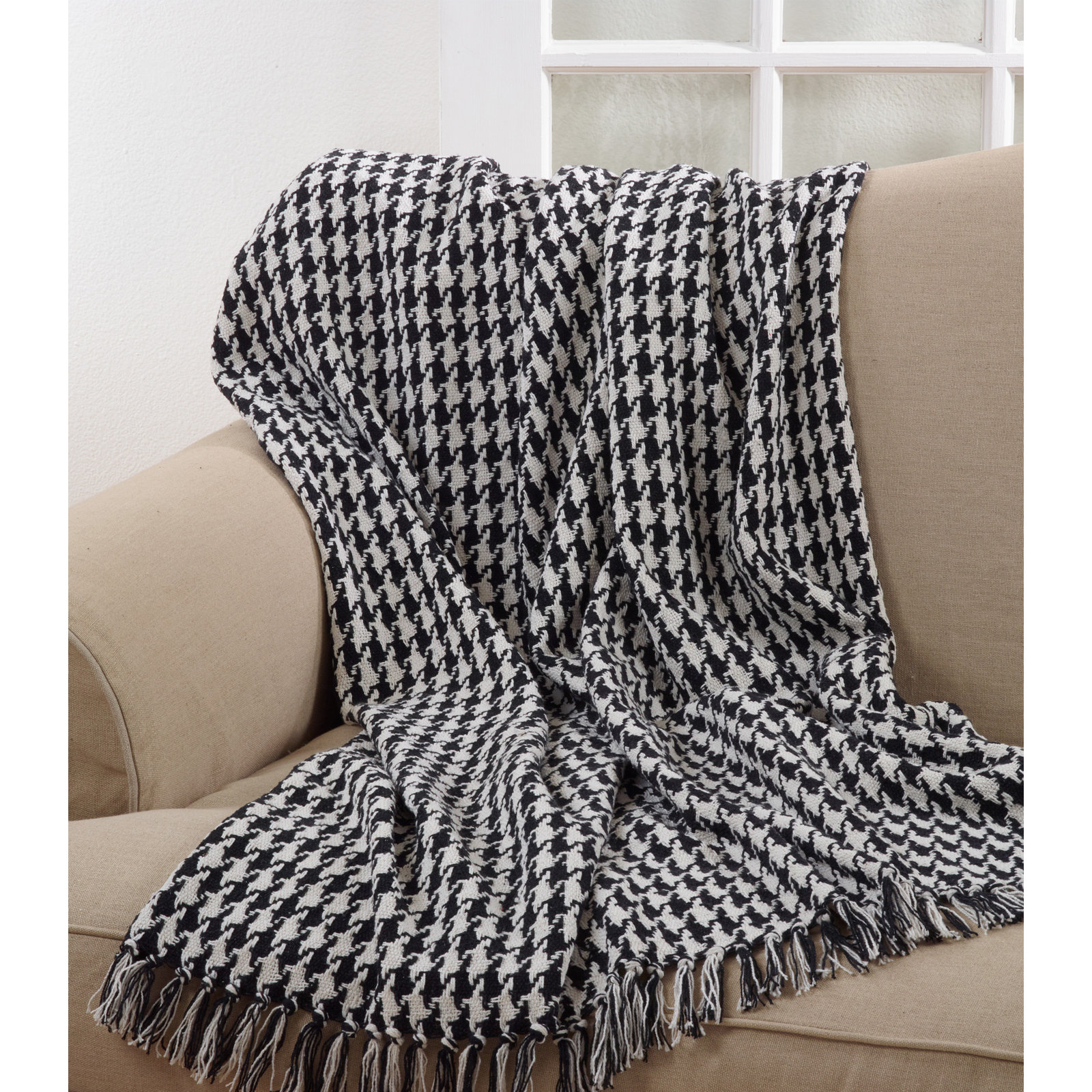 Faux Fur Throw Blanket, Black/ White