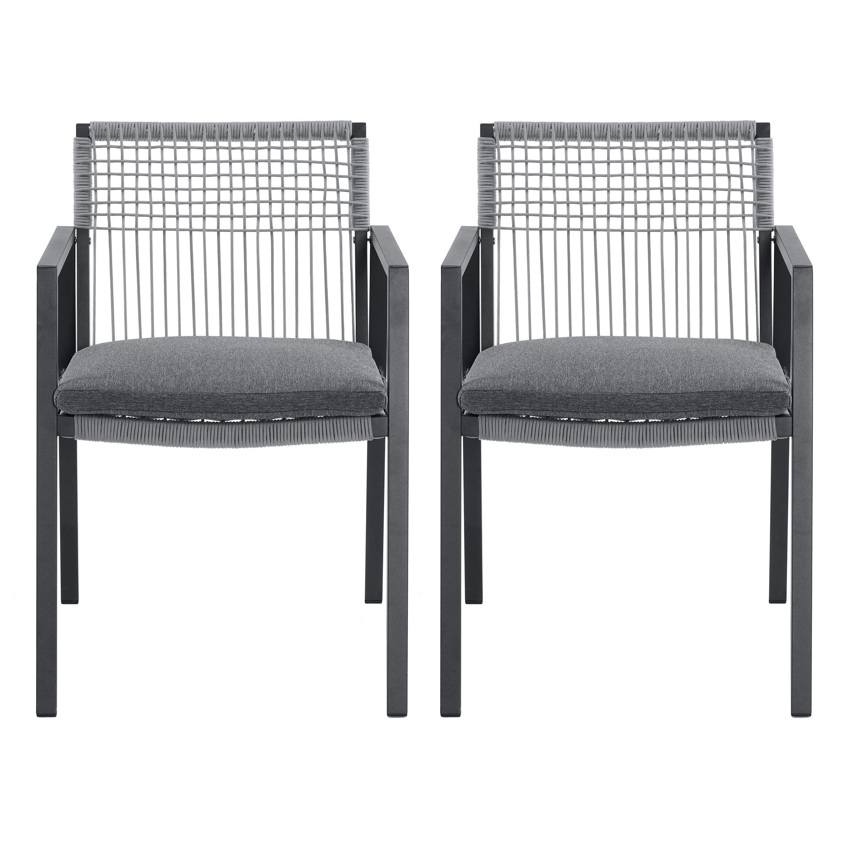 Latitude Run® Outdoor Dining Chair Set Of 2, Aluminum + Rope , Outdoor ...