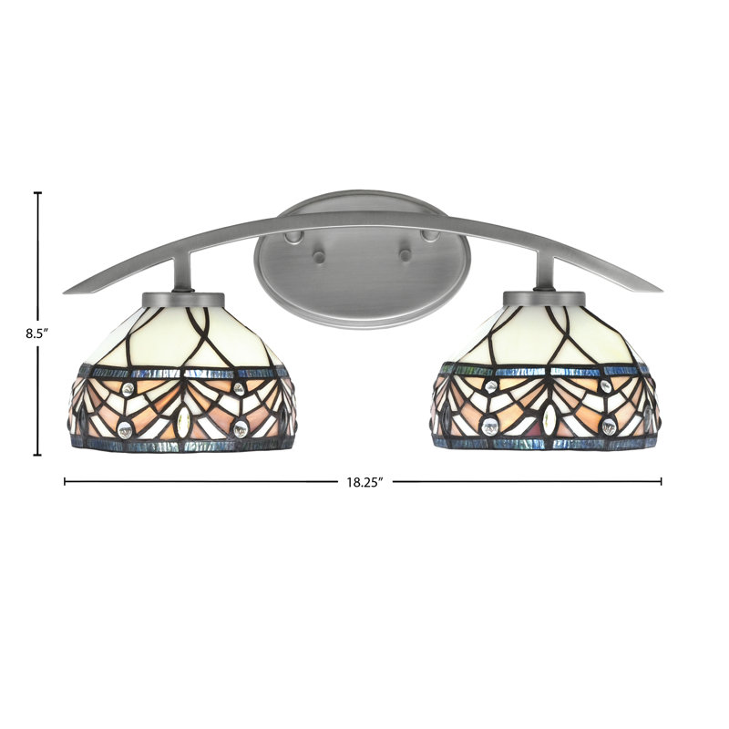 Barre d'éclairage de salle de bain 2 lumières avec verre d'art merlot royal 7 po, Argent argent