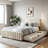 Velvet Upholstered Platform Bed with Trundle-106492948-112511389