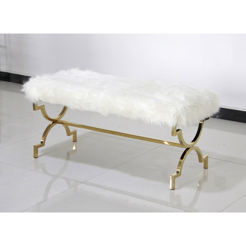 Aidy 39.5" Faux Fur Upholstered Bench