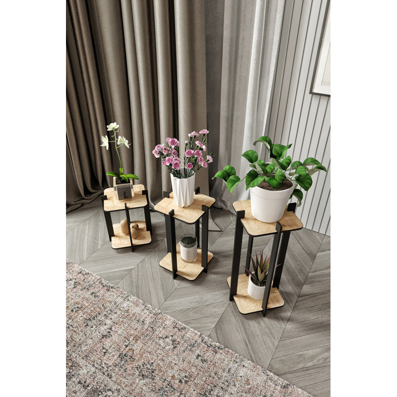 Pieds carrés à niveaux multiples (ensemble de 3), Chêne