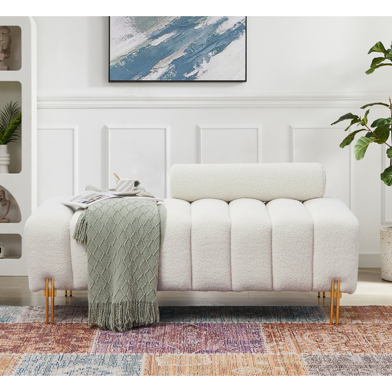 Banc d'appoint rembourré 54 "Adalyna Boucle, Beige