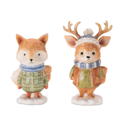 Figurines de cerf et de renard (ensemble de 4)