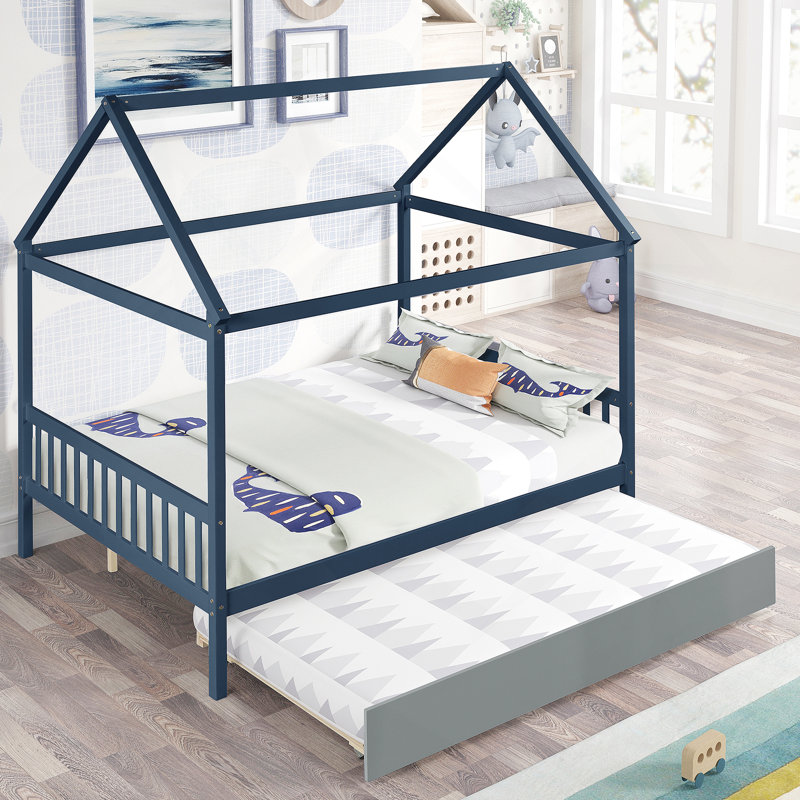 Lit simple avec lit gigogne House, Marine, Simple