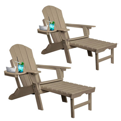 Hdpe Foldable Adjustable Chair Back Outdoor Adirondack Chair With Ottoman Black
