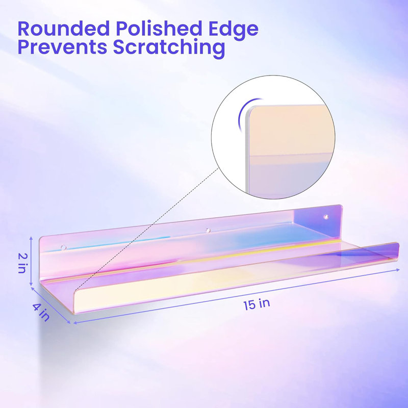 4-pack Iridescent Acrylic Floating Shelves 
