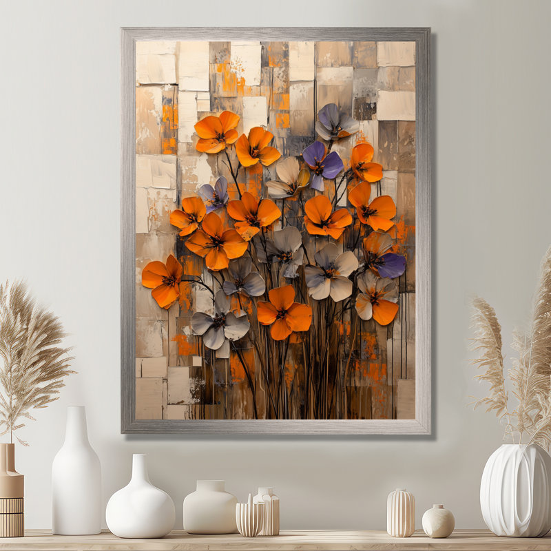 Bergues - impressions sur toile florales, Argent argent, H 20 po x l 12 po, Reproduction encadrée d'une seule photo